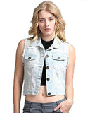 Fashion Secrets Women`s Light Blue Denim / Jeans Short Casual Vest Casual Jacket
