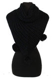 Triangle Design with Pom Pom Neck Warm Knitted Scarf