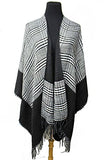 Fashion Secrets Women`s Two Tone Floral - Tiger - Leopard Printed Reversible Draped Cape Wool - Cashmere Felt Poncho Shawl Cardigan Sweater