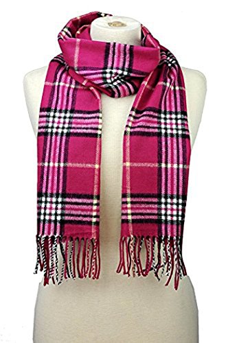 Fashion Secret Soft Checked Plaid Cashmere Feel with Twisted Fringe Scarf Wrap Shawl