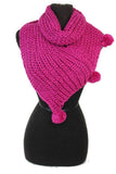 Triangle Design with Pom Pom Neck Warm Knitted Scarf