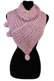 Triangle Design with Pom Pom Neck Warm Knitted Scarf