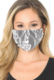 Lace Contrast 4x-Layered Filter Washable Face Mask